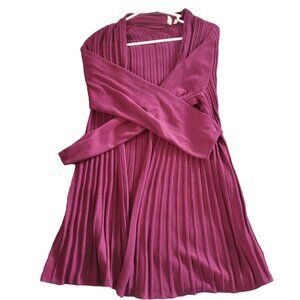 Madison Women's Purple Pleated Cardigan Plus Size Preppy Boho Twee Hippie
